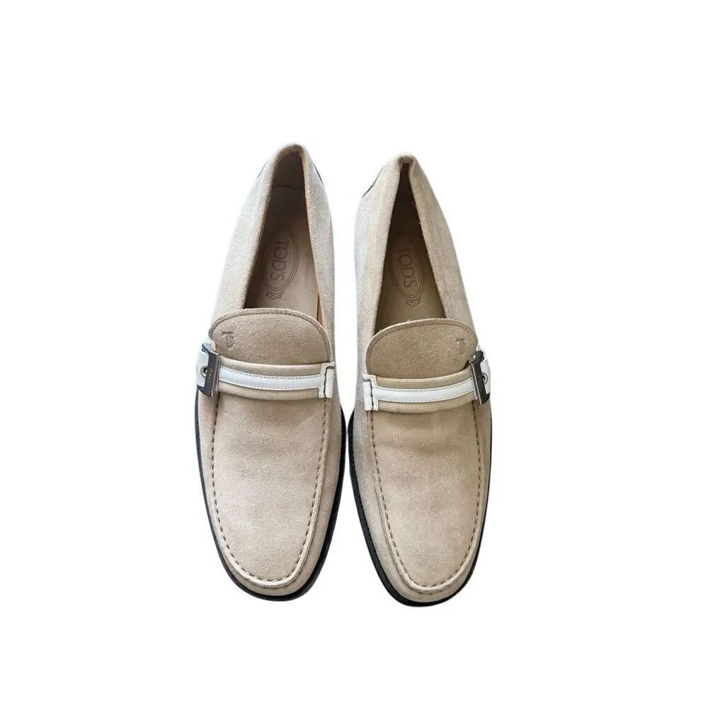 Tod's Womens Beige Suede Slip On Round Toe Casual Loafers Flat Shoes Size 10.5 - Picture 9 of 16